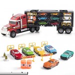 Prextex 24'' Detachable Carrier Truck Toy Car Transporter with Rubber Wheels and 6 Toy Cars Toys for Boys and Girls  B073JV3T5Y